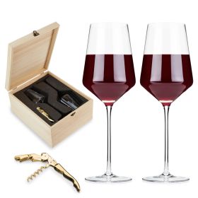 3 Piece Raye Crystal Wine Glass and Corkscrew Set Viski