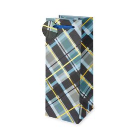 Blue & Gold Plaid 1.5 L Bottle Bag Cakewalk