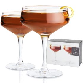 Raye Crystal Angled Coupe Glasses Viski (Set of 2)