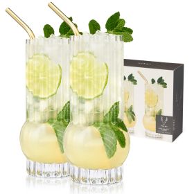 Raye Deco Crystal Highball Glasses Viski (Set of 2)