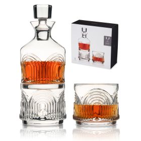 3 Piece Deco Beau Crystal Stacking Decanter Viski