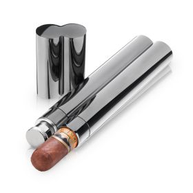 Warren Gunmetal Cigar Holder and Flask Viski