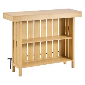 Home Bar Unit, Wine Bar Cabinet Table 3-Tier with Storage Shelves, Opener Storage Box & Adjustable Foot Pads, Black Footrest