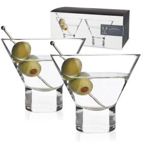 Raye Crystal Heavy Base Martini Glasses Viski (Set of 2)