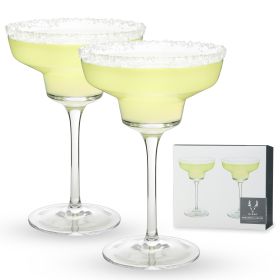 Raye Angled Crystal Margarita Glasses Viski (Set of 2)
