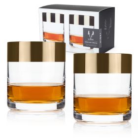 Irving Crystal Bronze Rim Rocks Glasses Viski (Set of 2)