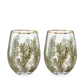 Woodland Stemless Wine Glass Set Twine (Set of 2)