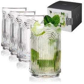 Deco Beau Crystal Highball Glasses Viski (Set of 4)