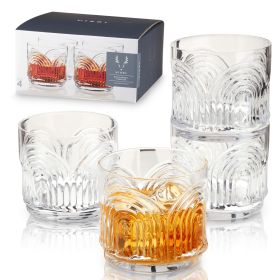 Deco Beau Crystal Lowball Tumblers Viski (Set of 4)