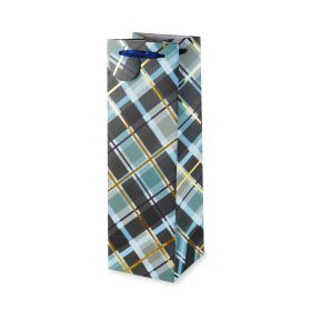 Navy Plaid "High Rise" Liquor Bottle Bag by Cakewalk