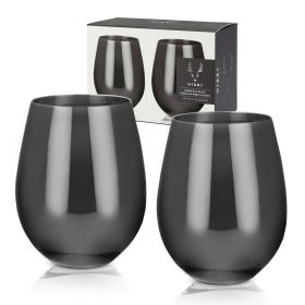 Warren Gunmetal Stemless Wine Glasses Viski (Set of 2)
