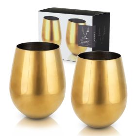 Gold Stemless Wine Glasses Viski (Set of 2)