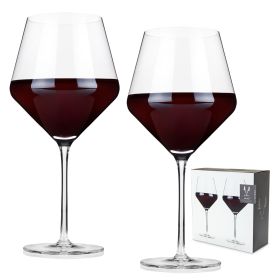 Raye Crystal Angled Burgundy Glasses Viski (Set of 2)