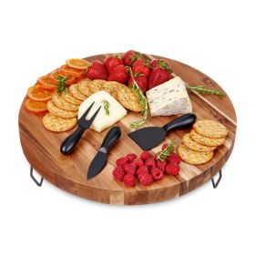 Acacia Footed Cheese Board & Knife Set by Twine