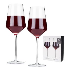 Raye Crystal Angled Bordeaux Glasses Viski (Set of 2)