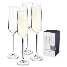 Reserve Inez Crystal Flute Glasses Viski (Set of 4)