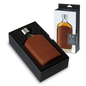 Admiral Parker 7 Oz Leather Wrapped Glass Flask Viski