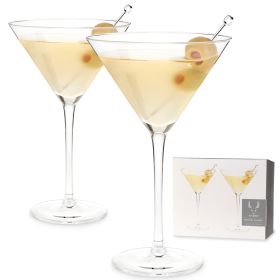 Raye Stemmed Crystal Martini Glasses Viski (Set of 2)