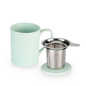 Annette Souk Mint Ceramic Tea Mug & Infuser Pinky Up