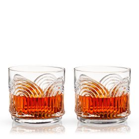 Deco Beau Crystal Lowball Tumblers Viski (Set of 2)