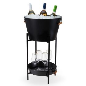 Black Beverage Tub with Stand & Tray Twine