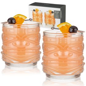 Pacific Crystal Tiki Lowball Tumblers Viski (Set of 2)