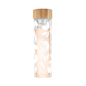 Blair White Leaf Pattern Glass Infuser Mug Pinky Up