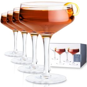 Raye Angled Crystal Coupe Glasses Viski (Set of 4)