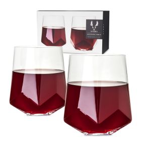 Seneca Crystal Faceted Wine Glasses Viski (Set of 2)