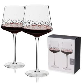 Admiral Cut Crystal Burgundy Wine Glasses Viski (Set of 2)