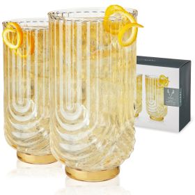 Deco Gatsby Crystal Highball Glasses Viski (Set of 2)