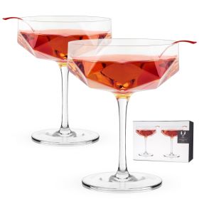 Seneca Faceted Crystal Coupe Glasses Viski (Set of 2)