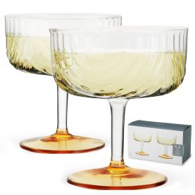 Deco Gatsby Crystal Coupe Glasses Viski (Set of 2)