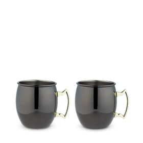 Black Moscow Mules with Gold True (Set of 2)