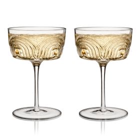 Deco Beau Crystal Coupe Glasses Viski (Set of 2)