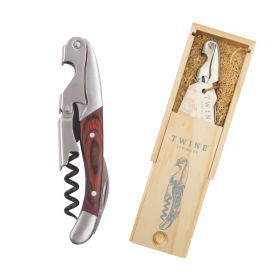 Wooden Double Hinged Corkscrew in Wood Gift Box Twine