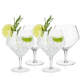 Raye Crystal Angled Gin & Tonic Glasses Viski (Set of 4)