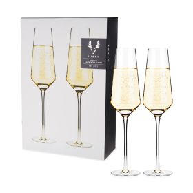 Raye Crystal Angled Champagne Flutes Viski (Set of 2)