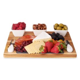 Acacia & Slate Cheese Board Set and Ceramic Bowls Twine