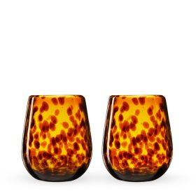 Tortuga Recycled Stemless Wine Glasses Twine (Set of 2)