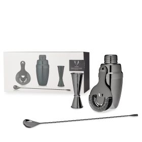 4 Piece Gunmetal Mixologist Barware Set by Viski