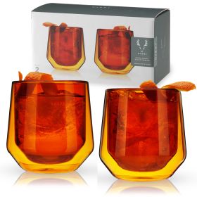 Aurora Double Walled Amber Tumblers Viski (Set of 2)