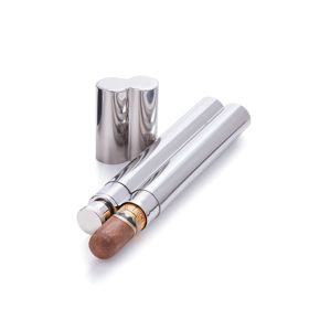 2 Oz Stainless Steel Flask and Cigar Holder Viski