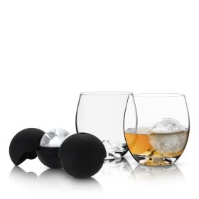 4 Piece Glacier Rocks Glass and Ice Mold Set Viski