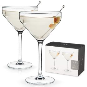 Raye Angled Crystal Martini Glasses Viski (Set of 2)