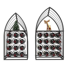 Sailboat Shaped Wine Cabinet Rack, 2 Piece Display Rack, Freestanding Wine Cabinet with Bottle Storage, Spirits and Wine Home Bar, Kitchen (Color: as Pic)